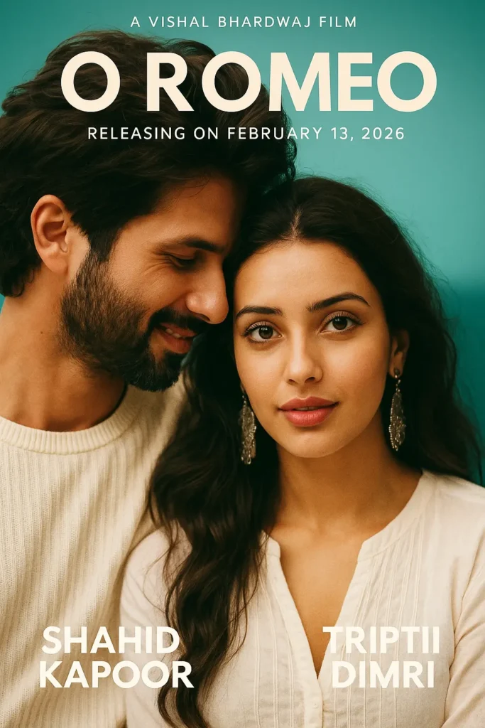 Shahid Kapoor and Triptii Dimri in O’ Romeo (2026) movie poster directed by Vishal Bhardwaj